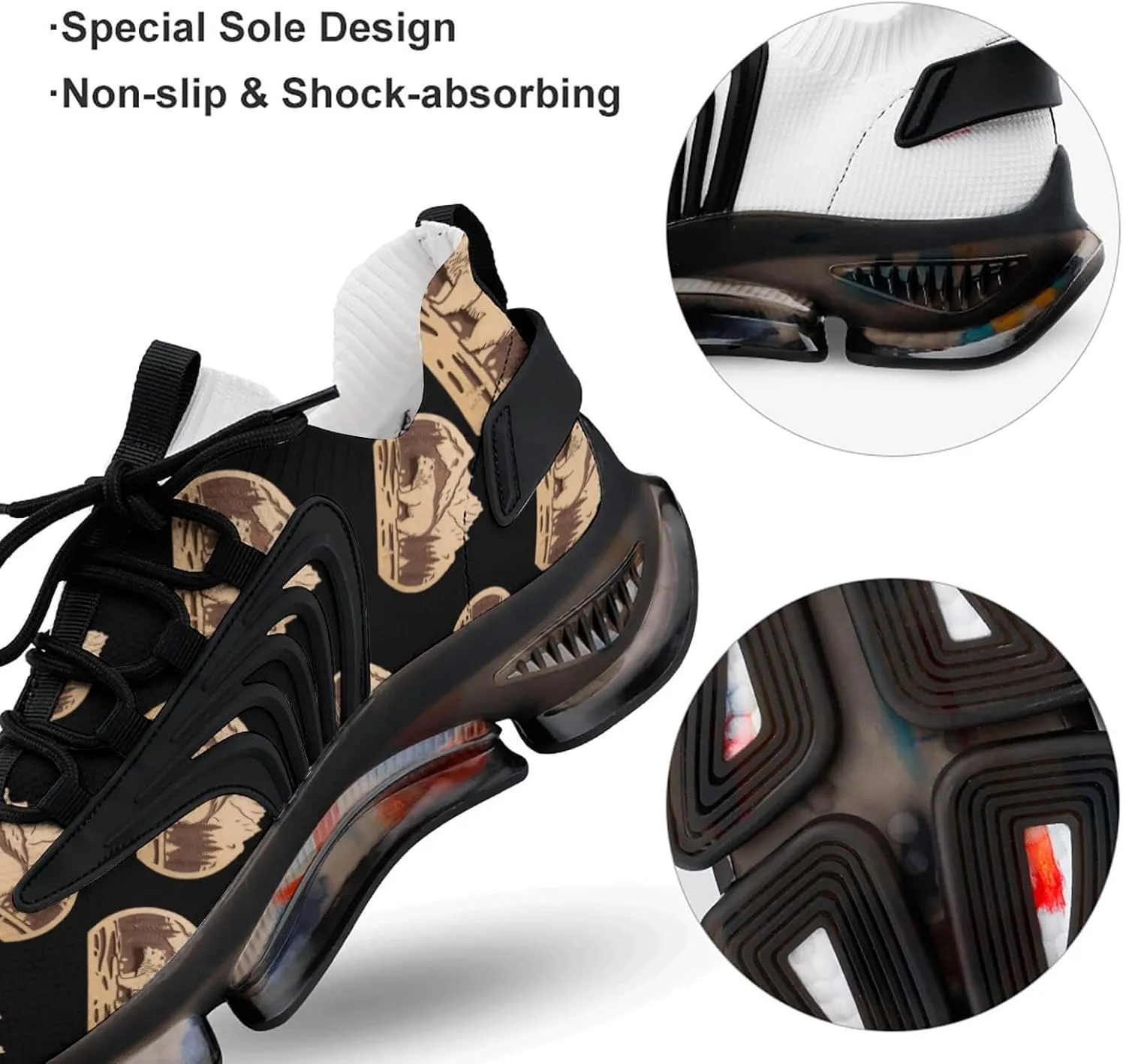 Bear Wood Forests Mountain Mens Sneakers Running Shoes Lightweight Athletic Shoes for Jogging Walking Gym