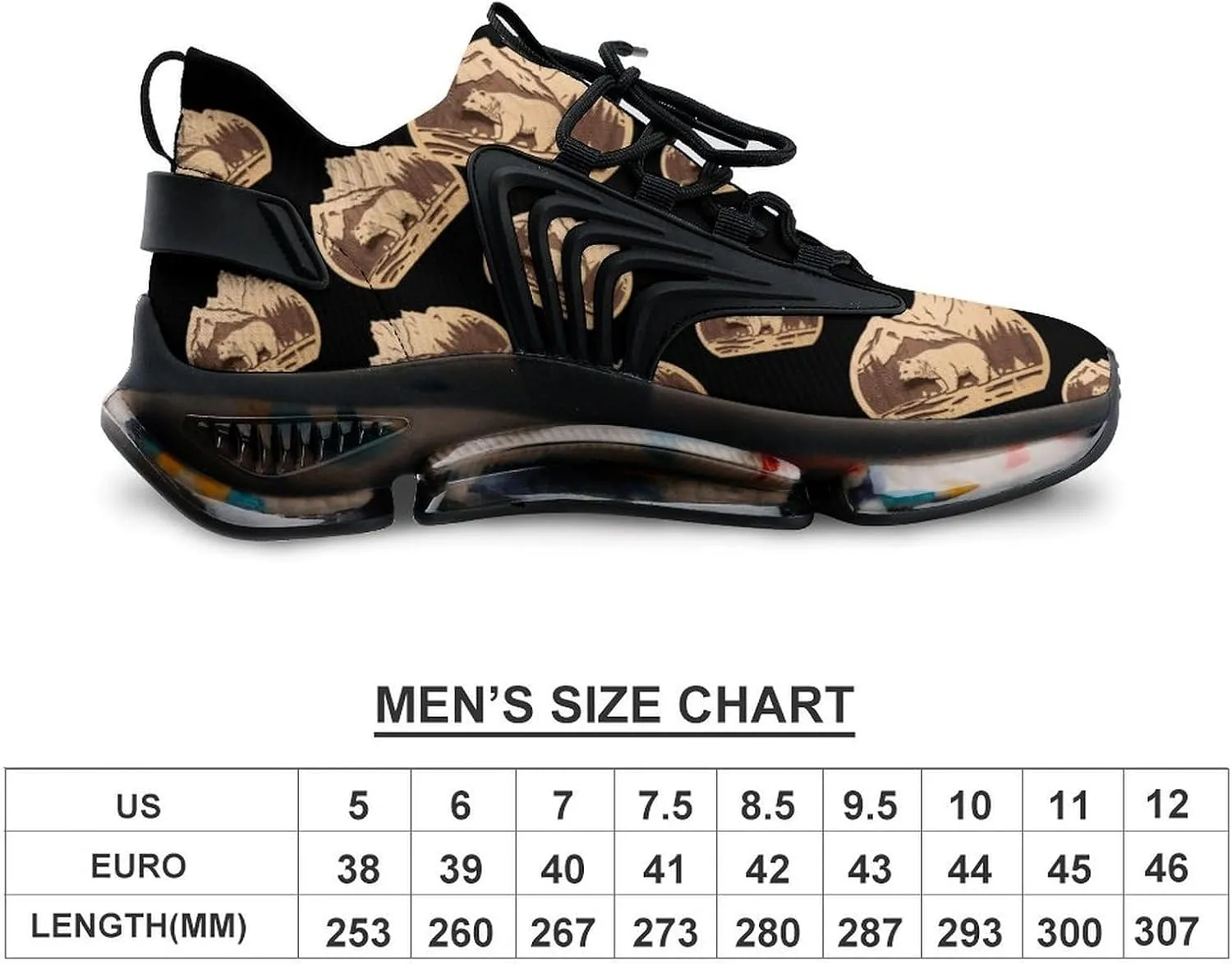 Bear Wood Forests Mountain Mens Sneakers Running Shoes Lightweight Athletic Shoes for Jogging Walking Gym