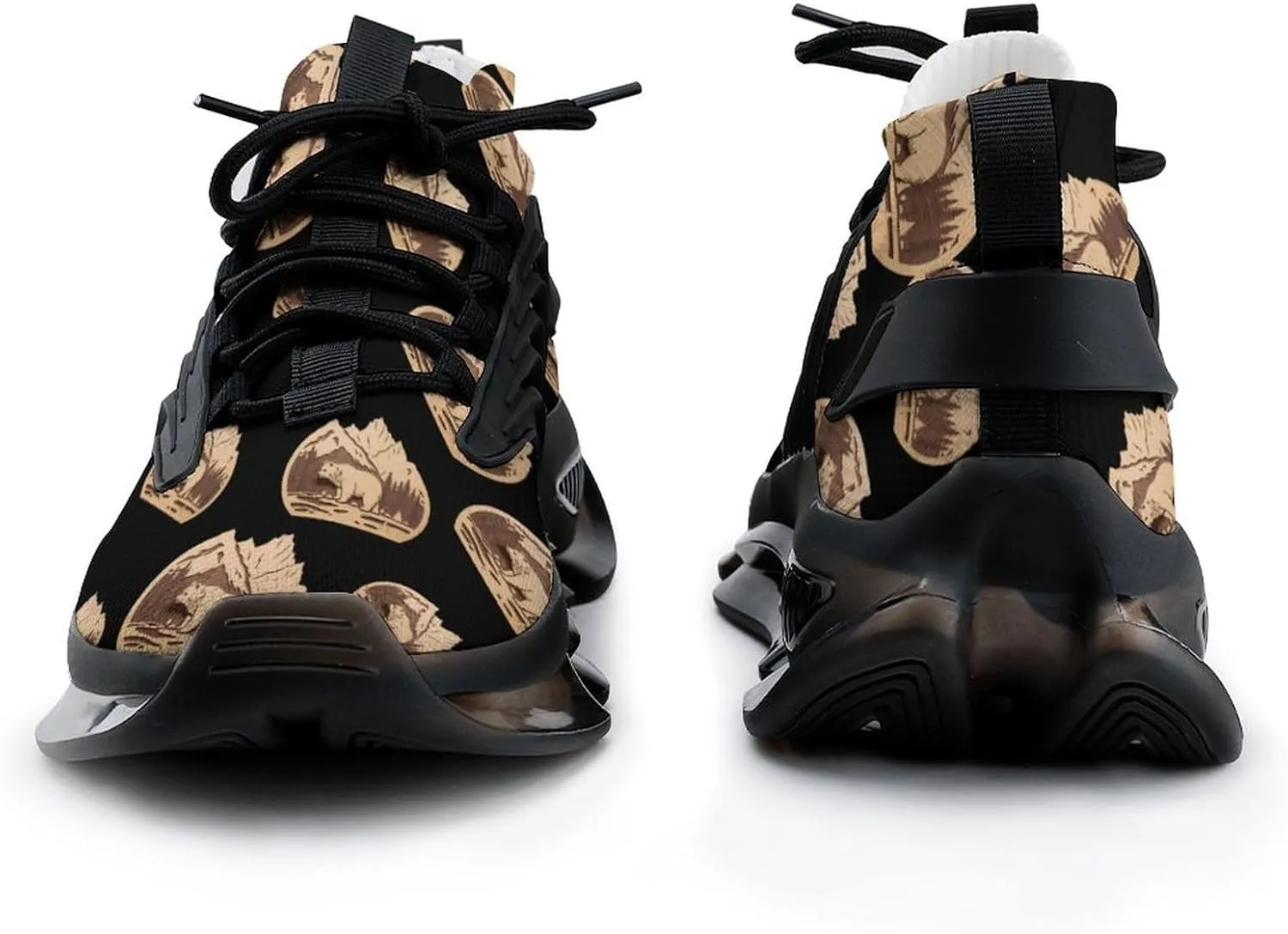 Bear Wood Forests Mountain Mens Sneakers Running Shoes Lightweight Athletic Shoes for Jogging Walking Gym