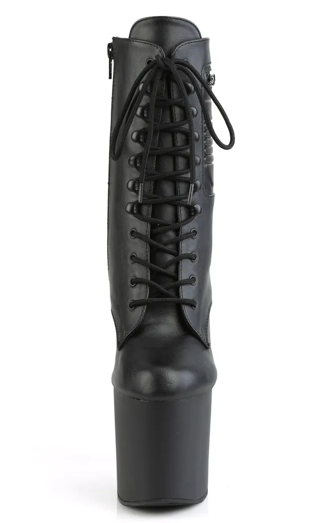 BONDGIRL-1020PK Black Vegan Leather Ankle Boots