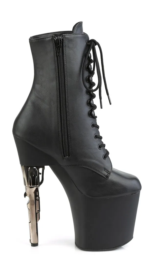 BONDGIRL-1020PK Black Vegan Leather Ankle Boots