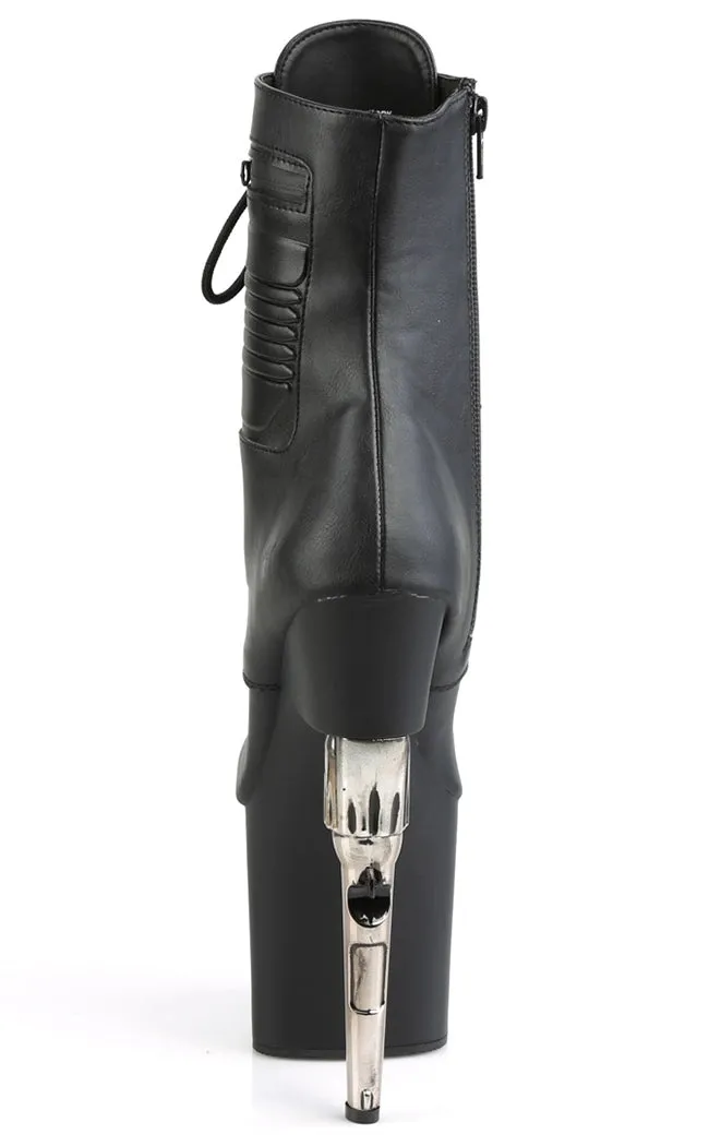 BONDGIRL-1020PK Black Vegan Leather Ankle Boots