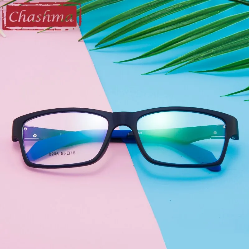 Chashma Men's Full Rim Square Tr 90 Titanium Sport Eyeglasses 8206