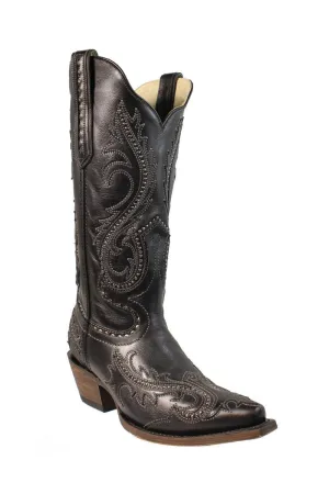 Corral Women's Black Overlay & Studded Boot G1402
