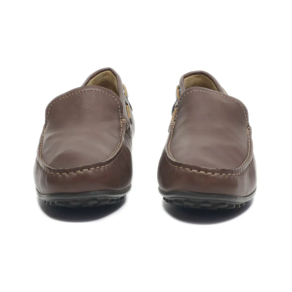 Ecco Boat Shoes Leather Brown Colour For Men