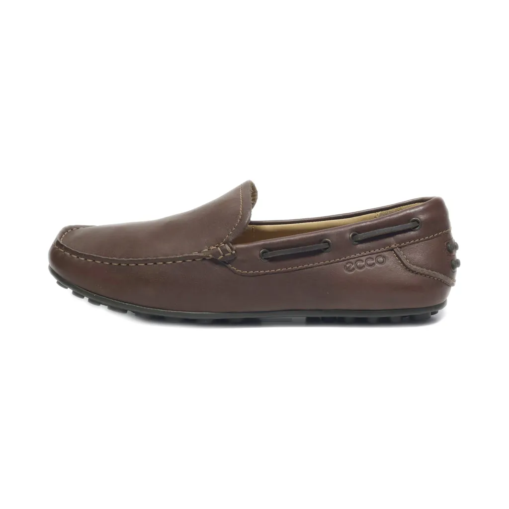 Ecco Boat Shoes Leather Brown Colour For Men