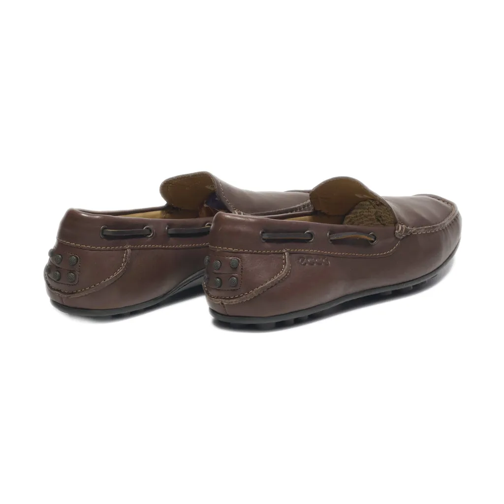 Ecco Boat Shoes Leather Brown Colour For Men