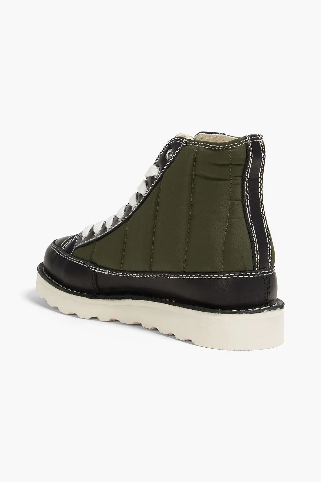 GOOD NEWS Quilted Ripstop Roopa Boots and Leather Ankle Boots, Green