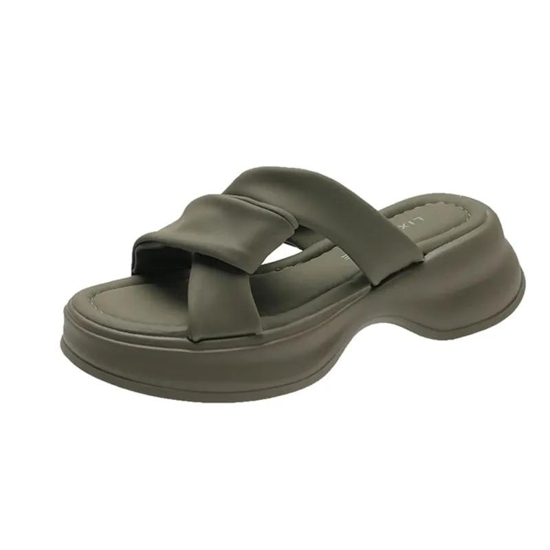 Hnzxzm 2024 Summers Platform Women's Slippers Fashion Open Toe Wedges Heel Ladies Outdoor Beach Slides Sandalias