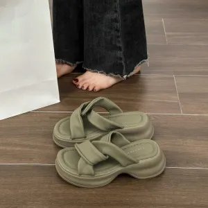 Hnzxzm 2024 Summers Platform Women's Slippers Fashion Open Toe Wedges Heel Ladies Outdoor Beach Slides Sandalias
