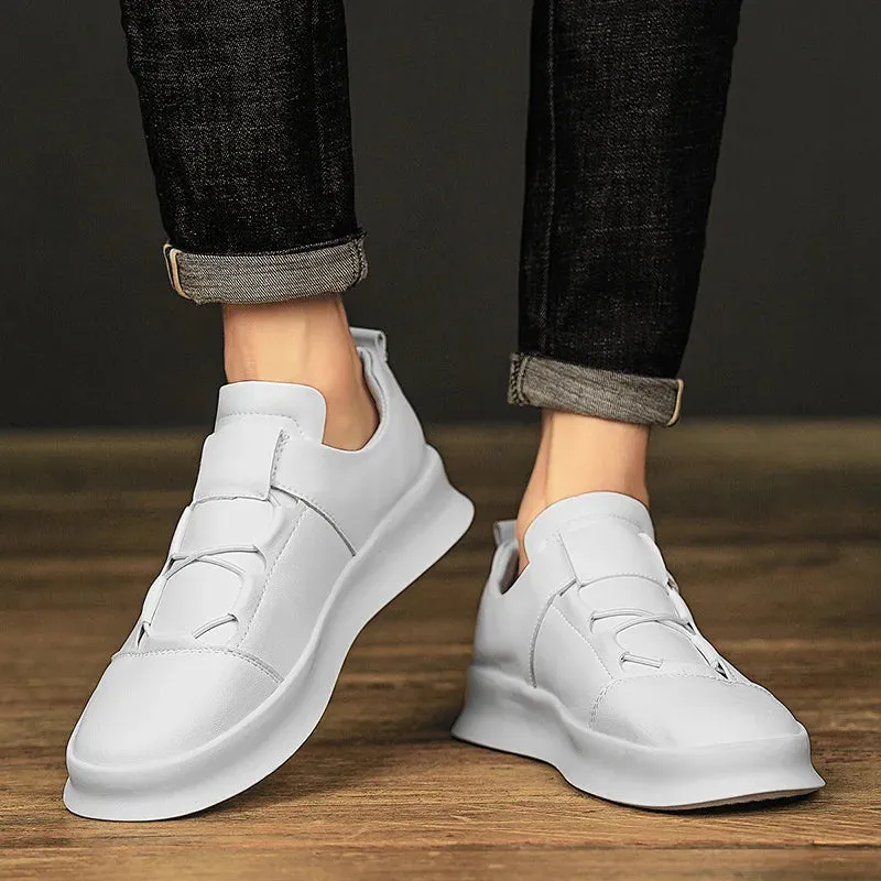 Hnzxzm Cowhide Leather Men's Casual Sports Shoes, Waterproof Vulcanized Shoes, Men's Foldable Sports Shoes, Outdoor Casual Sports Shoes