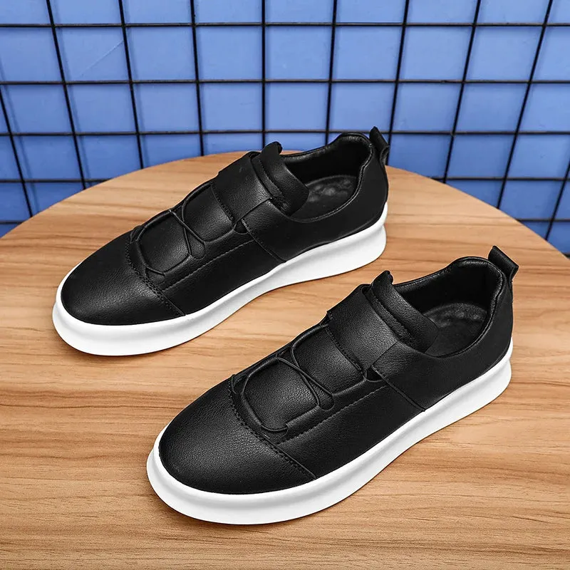 Hnzxzm Cowhide Leather Men's Casual Sports Shoes, Waterproof Vulcanized Shoes, Men's Foldable Sports Shoes, Outdoor Casual Sports Shoes