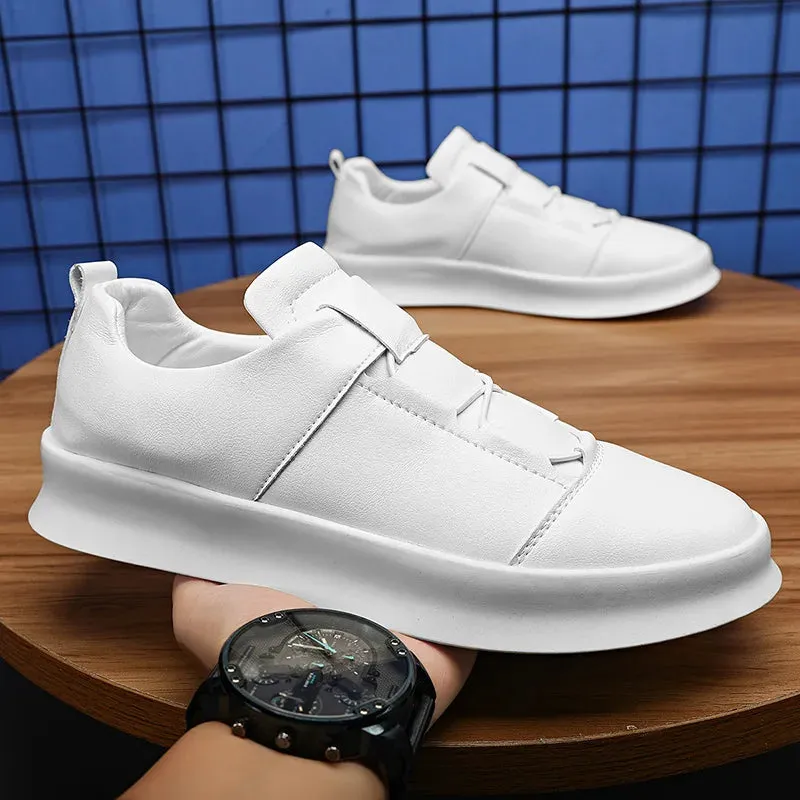 Hnzxzm Cowhide Leather Men's Casual Sports Shoes, Waterproof Vulcanized Shoes, Men's Foldable Sports Shoes, Outdoor Casual Sports Shoes