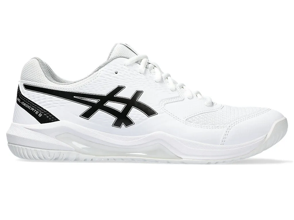 Men's Asics Gel-Dedicate 8, White/Black, 8.5 D Medium