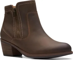 Neva Zip Waterproof Clarks Ankle Boots, Taupe Leather