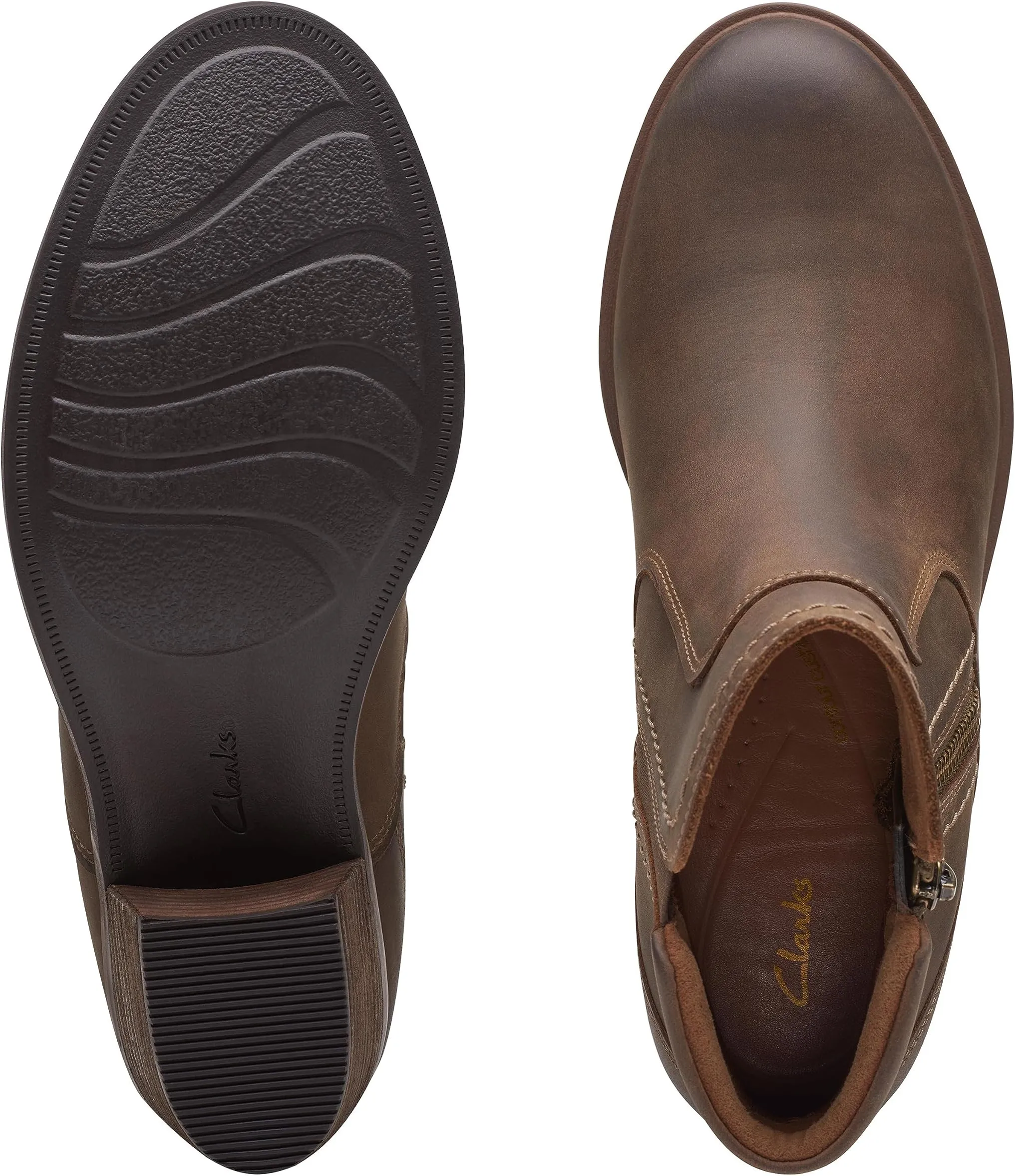 Neva Zip Waterproof Clarks Ankle Boots, Taupe Leather