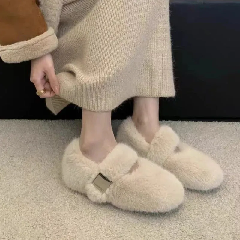 Sohiwoo shoes for women Winter boots Ankle slippers Women's home  ladies on offer Female boot elegant and chic platform 35-40