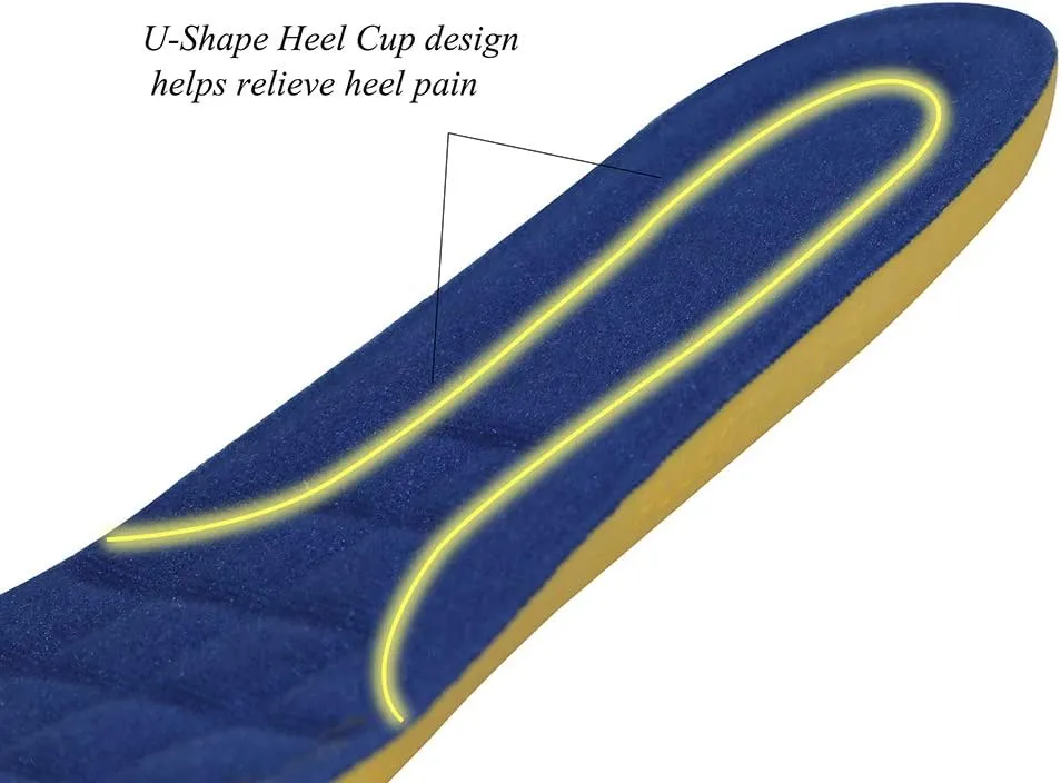 Thick Memory Foam Shoes Insert with Arch Support - Premium Cushioning Orthopedic Shoe Insoles for Heel Pain & Plantar Fasciitis, Running, Hiking, Working Men & Women (Blue Size 11)