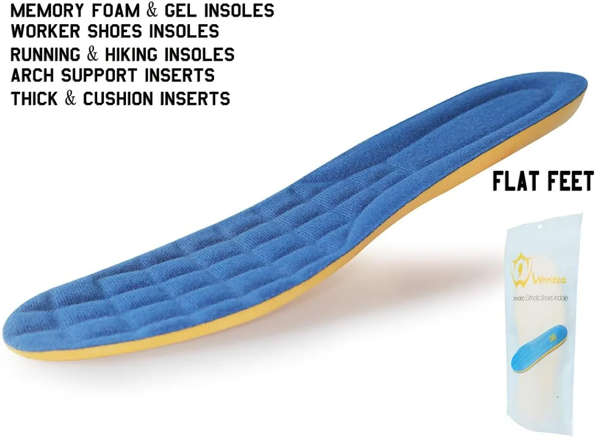 Thick Memory Foam Shoes Insert with Arch Support - Premium Cushioning Orthopedic Shoe Insoles for Heel Pain & Plantar Fasciitis, Running, Hiking, Working Men & Women (Blue Size 11)